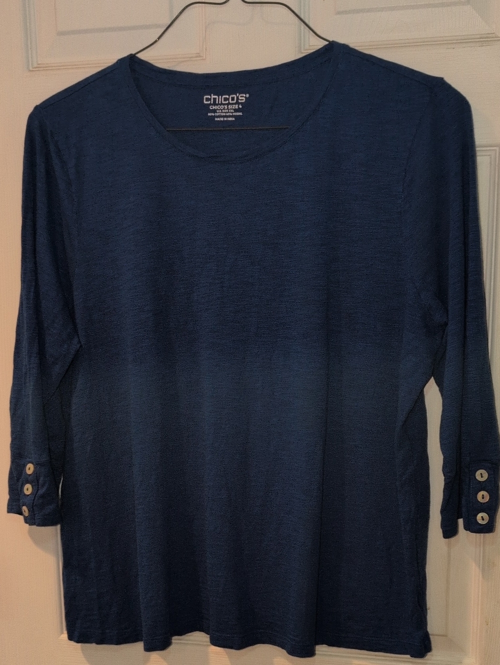 Chico's Blue Button-Cuff Women's Top
